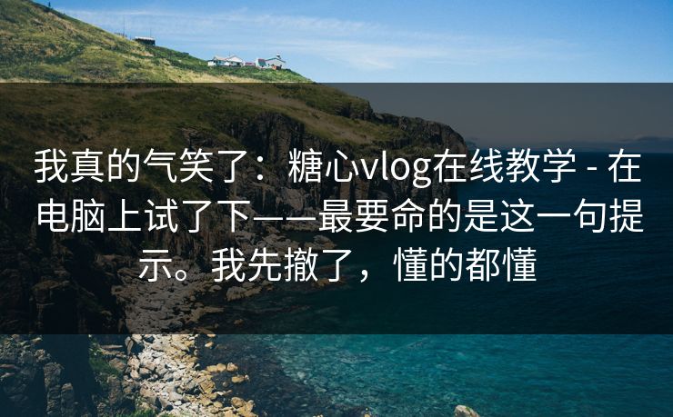 我真的气笑了：糖心vlog在线教学 - 在电脑上试了下——最要命的是这一句提示。我先撤了，懂的都懂  第1张
