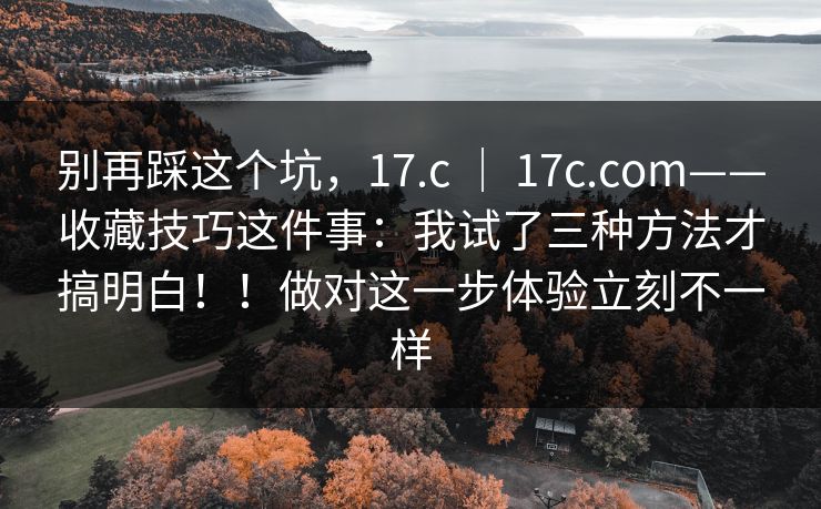 别再踩这个坑，17.c ｜ 17c.com——收藏技巧这件事：我试了三种方法才搞明白！！做对这一步体验立刻不一样  第1张