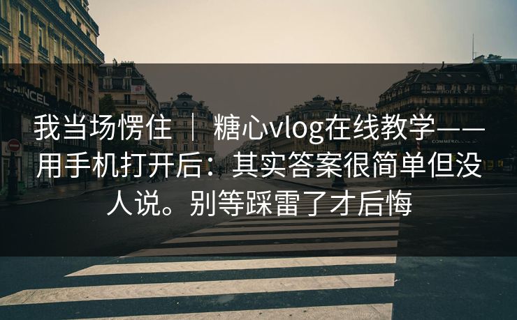 我当场愣住 ｜ 糖心vlog在线教学——用手机打开后：其实答案很简单但没人说。别等踩雷了才后悔  第1张